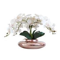 Arranjo Com Flores 4 Orquídeas Brancas Real Vaso Rosé
