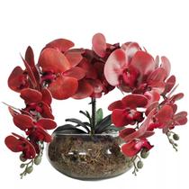 Arranjo Com Orquídeas Artificias 4 Galhos No Vaso Vidro