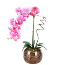 Arranjo Com Vaso de Vidro Flores artificiais Orquídeas Rosa