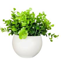 Arranjo Com Vaso Face Flores Artificial Verdinho Eucalipto