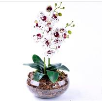 Arranjo Completo e Montado de Orquídeas Realista Permanente com Toque de Silicone 3D
