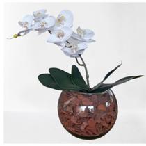 Arranjo Completo Flores Orquídeas Branca Toque Real e Vaso