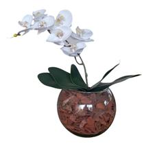 Arranjo Completo Flores Orquídeas Branca Toque Real E Vaso - La Caza Store