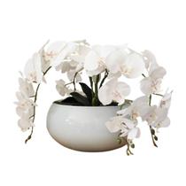 Arranjo De 4 Flores Orquídeas Artificiais Brancas Com Vaso Arranjo De 4 Flores Orquídeas Artificiais Brancas Com Vaso