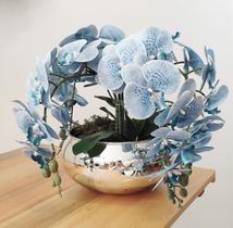 Arranjo de 4 orquideas Flores azul no vaso prata lagoon Arranjo de 4 orquideas Flores azul no vaso prata lagoon