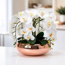 Arranjo de 6 orquídea branca com vaso de vidro rosé gold Arranjo de 6 orquídea branca com vaso de vidro rosé gold