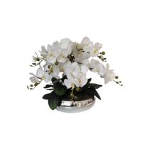 Arranjo de 6 Orquídeas Branca no Vaso Espelhado