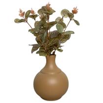 Arranjo De Eucalipto Flor Artificial Vaso Cerâmica Pequeno