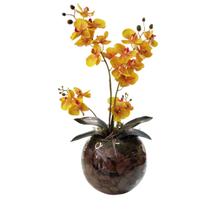 Arranjo De Flores 2 Orquídeas Coral Toque Real e Vaso - La Caza Store