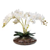 Arranjo De Flores 4 Orquídeas Branca No Vaso De Vidro
