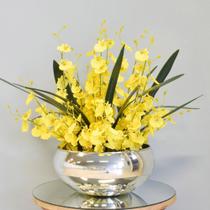 Arranjo de Flores Artificiais Amarelas no Vaso Prateado  Formosinha