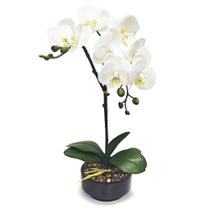 Arranjo de Flores Artificiais Orquídea Real Toque no Pote 48cm