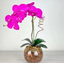 Arranjo de Flores Artificiais Orquídea Silicone 3D Luxo Decoração Casa Centro de Mesa