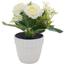 Arranjo de flores de Papoula branca com vaso 18 cm - BELA FLOR