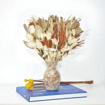 Arranjo de flores desidratadas carvalho tons terrosos + vaso de vidro - Beauté