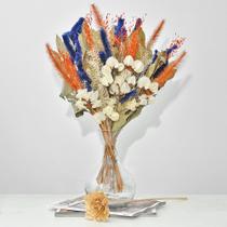 Arranjo de flores desidratadas rabo de gato roxo com vaso de vidro Arranjo de flores desidratadas rabo de gato roxo com vaso de vidro