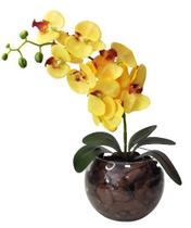 Arranjo de Flores Orquídea Artificial Toque Real Vaso Vidro
