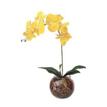 Arranjo de flores Orquídea Artificial vaso terrário Zéu Arranjo de flores Orquídea Artificial vaso terrário Zéu