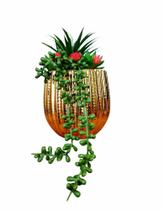 Arranjo De Folhagem Suculenta Artificial No Vaso Dourado