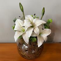 Arranjo De Lírio Branco Centro De Mesa Completo Artificial