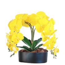 Arranjo de Mesa Com 4 Flores Orquídeas Amarelo Toque Real