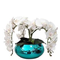 Arranjo De Mesa Com 4 Flores Orquídeas Brancas Vaso ul