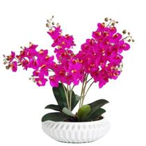 Arranjo de Mesa Com 4 Flores Orquídeas Lilás Vaso Branco