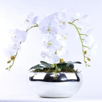 Arranjo de Orquídea Artificial Branca 3 Hastes Diamond - Vila das Flores