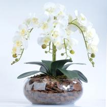 Arranjo de Orquídea Artificial Branca 4 Hastes Cascata