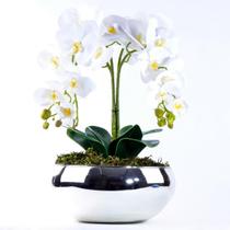 Arranjo de Orquídea Artificial Branca 4 Hastes Vibrante - Vila das Flores