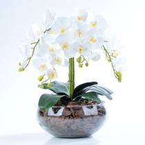 Arranjo de Orquídea Artificial Branca 6 Hastes Victória Arranjo de Orquídea Artificial Branca 6 Hastes Victória