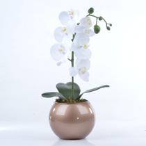 Arranjo de Orquídea Artificial Branca em Aquário Cobre Luiza