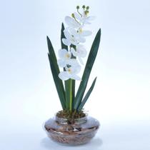 Arranjo de Orquídea Artificial Branca em Terrário Pequeno Any
