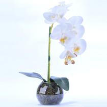 Arranjo de Orquídea Artificial Branca Pequenina Lua - Vila das Flores
