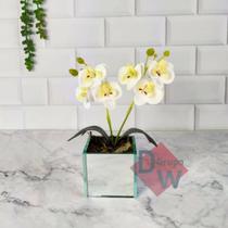 Arranjo de Orquídea Artificial Com Vaso de Vidro Espelhado - Melhores Ofertas