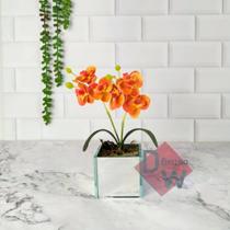 Arranjo de Orquídea Artificial Com Vaso de Vidro Espelhado - Melhores Ofertas