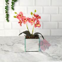 Arranjo de Orquídea Artificial Com Vaso de Vidro Espelhado