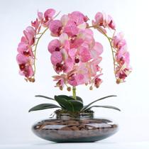 Arranjo de Orquídea Artificial Rosa em Terrário Heloisa