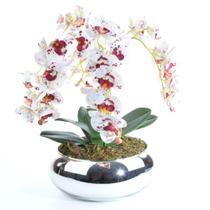 Arranjo de Orquídea Artificial Tigre 4 Hastes em Vaso Espelhado - Vila das Flores