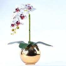 Arranjo de Orquídea Artificial Tigre em Vaso Dourado Betina