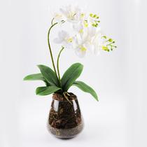 Arranjo de Orquídea Artificial Vaso de Vidro Napoleão