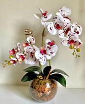 Arranjo de Orquídea Branca de Silicone no Vaso Vidro P M - Zent Future
