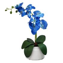 Arranjo de Orquídea flor artificial no vaso - Azul - La Caza Store