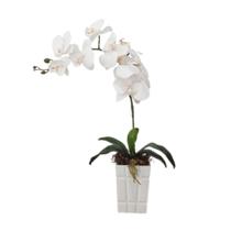 Arranjo De Orquídea Flores Artificiais E Vaso Branco Bia