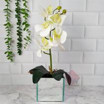 Arranjo de Orquídea Grande Artificial +Vaso Vidro Espelhado - Melhores Ofertas