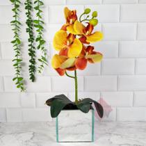Arranjo de Orquídea Grande Artificial +Vaso Vidro Espelhado - Melhores Ofertas