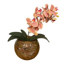Arranjo de Orquídea Rosa Centro de Mesa no Vaso Transparente - Decore Fácil Shop