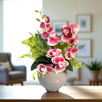 Arranjo de Orquídea Silicone e Samambaia Decorativo