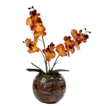 Arranjo De Orquídeas 3D De Silicone No Vaso Vidro