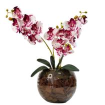 Arranjo De Orquídeas Tigrada De Silicone No Vaso Vidro